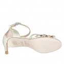 Woman's open shoe with strap in platinum laminated leather heel 5 - Available sizes:  42