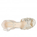 Woman's open shoe with strap in platinum laminated leather heel 5 - Available sizes:  42