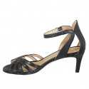 Woman's open shoe with strap in black leather heel 5 - Available sizes:  35, 42, 45, 46