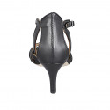 Escarpin ouvert pour femmes avec courroie en cuir noir talon 5 - Pointures disponibles:  35, 42, 45, 46