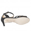 Zapato abierto para mujer con cinturon en piel negra tacon 5 - Tallas disponibles:  35, 42, 45, 46