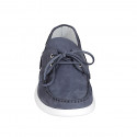 Men's boat shoe in blue nubuck - Available sizes:  49, 51, 52