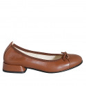 Ballerina da donna con puntale e fiocco in pelle marrone tacco 2 - Misure disponibili: 33, 35, 42, 43, 46