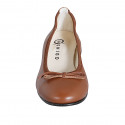Ballerine pour femmes en cuir marron avec noeud et bout droit talon 2 - Pointures disponibles:  33, 35, 42, 43, 46