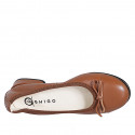 Ballerine pour femmes en cuir marron avec noeud et bout droit talon 2 - Pointures disponibles:  33, 35, 42, 43, 46