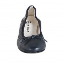 Woman's ballerina shoe with captoe and bow in blue leather heel 2 - Available sizes:  33, 35, 42, 43, 44, 45, 46