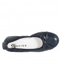 Woman's ballerina shoe with captoe and bow in blue leather heel 2 - Available sizes:  33, 35, 42, 43, 44, 45, 46