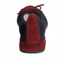 Woman's ballerina with bow and captoe in blue and maroon suede heel 2 - Available sizes:  32, 33, 34, 35, 42, 43, 44, 45, 46