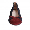 Woman's ballerina with bow and captoe in blue and maroon suede heel 2 - Available sizes:  32, 33, 34, 35, 42, 43, 44, 45, 46