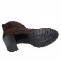 Lacets Bottines pour femes à bout rond avec intérieure fermeture éclair en daim marron foncé et talon 7 - Pointures disponibles:  32, 33, 34, 35, 42, 43, 44, 45