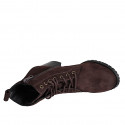 Stivaletto stringato a punta tonda da donna con cerniera interna in camoscio marrone scuro e tacco 7 - Misure disponibili: 32, 33, 34, 35, 42, 43, 44, 45
