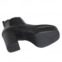 Plateforme bottines por femme avec bout carrè et elastiques en cuir noir et talon 10 - Pointures disponibles:  33, 34, 35, 42, 43
