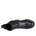 Stivaletto da donna a punta squadrata con plateau ed elastici in pelle nera tacco 10 - Misure disponibili: 33, 34, 35, 42, 43