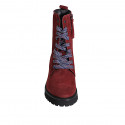 Lacets bottines pour femmes avec lacets multicolores et zip intérieur en daim bordeaux talon 5 - Pointures disponibles:  32, 33, 34, 35, 42, 43, 44, 46