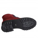 Stivaletto anfibio da donna con stringa multicolor e cerniera interna in camoscio bordeaux tacco 5 - Misure disponibili: 32, 33, 34, 35, 42, 43, 44, 46