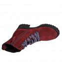 Stivaletto anfibio da donna con stringa multicolor e cerniera interna in camoscio bordeaux tacco 5 - Misure disponibili: 32, 33, 34, 35, 42, 43, 44, 46