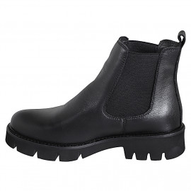 Stivaletto Chelsea da donna con elastici laterali in pelle nera tacco 3 - Misure disponibili: 32, 33, 34, 35, 42, 43, 44, 46 2