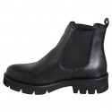 Stivaletto Chelsea da donna con elastici laterali in pelle nera tacco 3 - Misure disponibili: 32, 33, 34, 35, 42, 43, 44, 46
