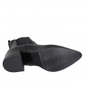 Woman's ankle-high boot with pointy toe with elastic bands in black leather heel 5 - Available sizes:  32, 33, 34, 35, 42, 43, 45