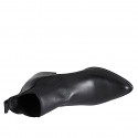 Woman's ankle-high boot with pointy toe with elastic bands in black leather heel 5 - Available sizes:  32, 33, 34, 35, 42, 43, 45