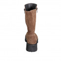 Bottes trois-quarts pour femme avec fermetures éclair latérales en daim marron talon 5 - Pointures disponibles:  32, 33, 34, 35, 42, 43, 44, 45, 46