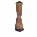Bottes trois-quarts pour femme avec fermetures éclair latérales en daim marron talon 5 - Pointures disponibles:  32, 33, 34, 35, 42, 43, 44, 45, 46