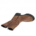 Woman's three-quarter boots with side zippers in brown suede heel 5 - Available sizes:  32, 33, 34, 35, 42, 43, 44, 45, 46
