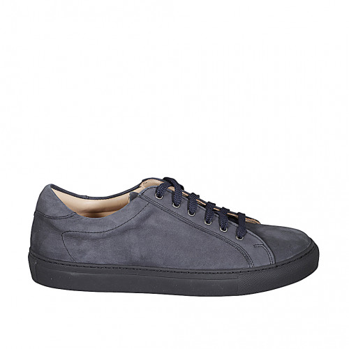 Sneaker stringata bassa da uomo con plantare estraibile in nabuk blu - Misure disponibili: 37, 38, 46, 47, 48, 49, 51, 52