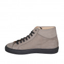 Sneaker alta con cordones para hombre con plantilla extraible en nobuk taupe - Tallas disponibles:  37, 38, 46, 47, 48, 49, 50, 51, 52