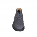 Men's sportive laced ankle shoe in blue nubuck leather - Available sizes:  37, 38, 46, 47, 48, 49, 50, 51