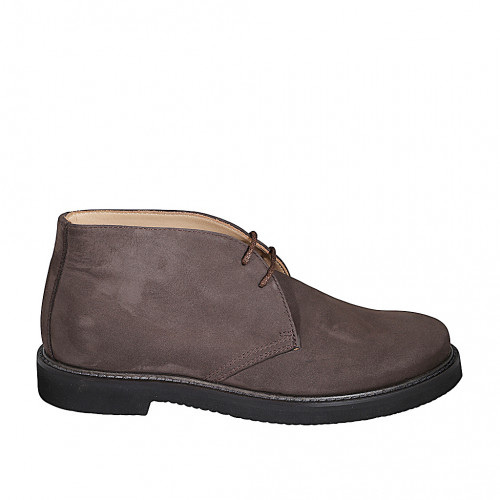 Chaussure sportif pour hommes avec lacets en nubuck marron foncé - Pointures disponibles:  37, 38, 46, 47, 48, 49, 50, 52
