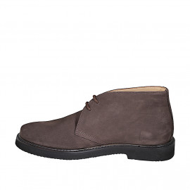 Zapato deportivo para hombre alto al tobillo en nubuk marron oscuro - Tallas disponibles:  37, 38, 46, 47, 48, 49, 50, 52 2