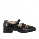 Woman's Mary Jane with squared tip and straps in black patent leather heel 3 - Available sizes:  32, 33, 35, 42, 43, 44, 45
