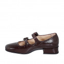 Mary Jane para mujer con punta cuadrada y cinturones en charol granate tacon 3 - Tallas disponibles:  33, 35, 42, 43, 44, 45