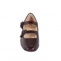 Mary Jane da donna con punta squadrata e cinturini in vernice bordeaux tacco 3 - Misure disponibili: 33, 35, 42, 43, 44, 45