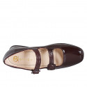 Woman's Mary Jane with squared tip and straps in in maroon patent leather heel 3 - Available sizes:  33, 35, 42, 43, 44, 45