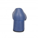 Zapato de salon redondeado para mujer en piel azul tacon 6 - Tallas disponibles:  32, 33, 34, 35, 42, 43, 44, 45