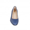 Escarpin pour femmes à bout arrondi en cuir bleu talon 6 - Pointures disponibles:  32, 33, 34, 35, 42, 43, 44, 45