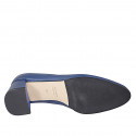 Woman's pump with rounded tip in blue leather heel 6 - Available sizes:  32, 33, 34, 35, 42, 43, 44, 45