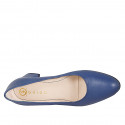 Decolté da donna a punta tonda in pelle blu tacco 6 - Misure disponibili: 32, 33, 34, 35, 42, 43, 44, 45