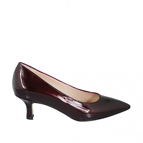 Escarpin à bout pointu pour femmes en cuir verni bordeaux talon 6 - Pointures disponibles:  32, 33, 34, 35, 42, 43, 44, 45