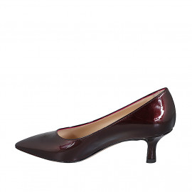 Escarpin à bout pointu pour femmes en cuir verni bordeaux talon 6 - Pointures disponibles:  32, 33, 34, 35, 42, 43, 44, 45 2