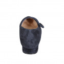 Woman's pointy Mary Jane in blue suede with strap and rhinestone flower heel 2 - Available sizes:  32, 33, 34, 35, 42, 43, 44, 45