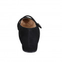Mary Jane a punta da donna in camoscio nero con cinturino e fiore di strass tacco 2 - Misure disponibili: 33, 34, 35, 42, 43, 44, 45