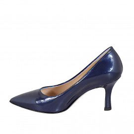 Escarpin à bout pointu pour femmes en cuir verni lamé bleu talon 8 - Pointures disponibles:  32, 33, 34, 35, 42, 43, 44, 45 2