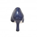 Escarpin à bout pointu pour femmes en cuir verni lamé bleu talon 8 - Pointures disponibles:  32, 33, 34, 35, 42, 43, 44, 45