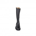 Woman's boot with tip, side elastic band, and inner zipper in black leather heel 3 - Available sizes:  32, 33, 34, 35, 42, 43, 44, 45, 46