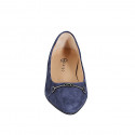 Ballerina da donna a punta con accessorio metallico in camoscio blu tacco 2 - Misure disponibili: 32, 33, 35, 42, 43, 44, 45, 46