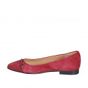 Bailarina a punta para mujer con accesorio metalico en gamuza de color granate tacon 2 - Tallas disponibles:  32, 33, 34, 35, 42, 43, 44, 45, 46