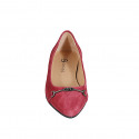 Ballerine pour femmes à bout pointu avec metallique accessoire en daim bordeaux talon 2 - Pointures disponibles:  32, 33, 34, 35, 42, 43, 44, 45, 46